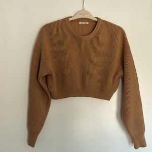 Reformation Sami Cropped Knit Sweater in Buff
